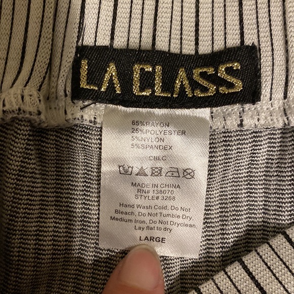 Butter Soft La Class High Waisted Black and White Stripped Large Shorts - Picture 5 of 5